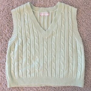 cropped light green sweater vest